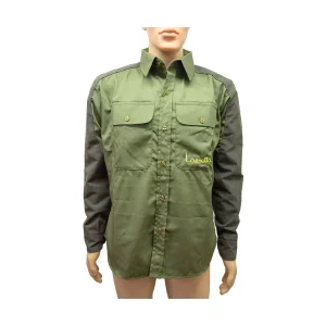Camicia in cotone verde con maniche in Kevlar