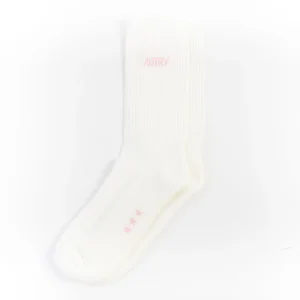 AUTRY - SOPU E7A8 STAR - Autry Calzino - Bianco logo rosa