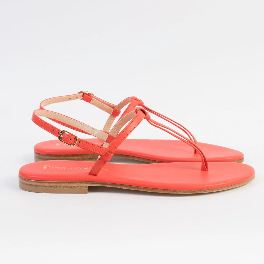 PAOLA FIORENZA - Sandali Bassi Infradito - Nodino - Corallo - immagine 4