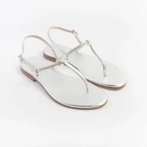 PAOLA FIORENZA - Sandali bassi infradito in microcristalli - FD05 - Argento