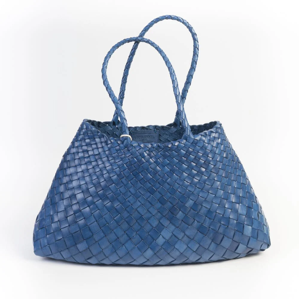 DRAGON DIFFUSION - Borsa intrecciata - 8892 - Santa Croce Big - Navy