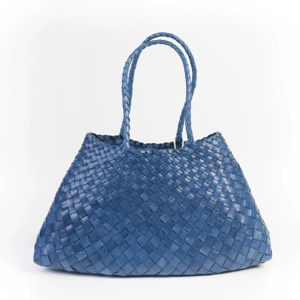 DRAGON DIFFUSION - Borsa intrecciata - 8892 - Santa Croce Big - Navy - immagine 4