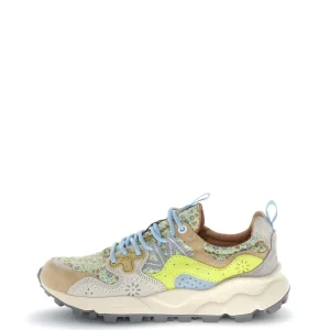 YAMANO 3 WOMAN SUEDE NYLON CREAM-WHITE-YELLOW FLUO