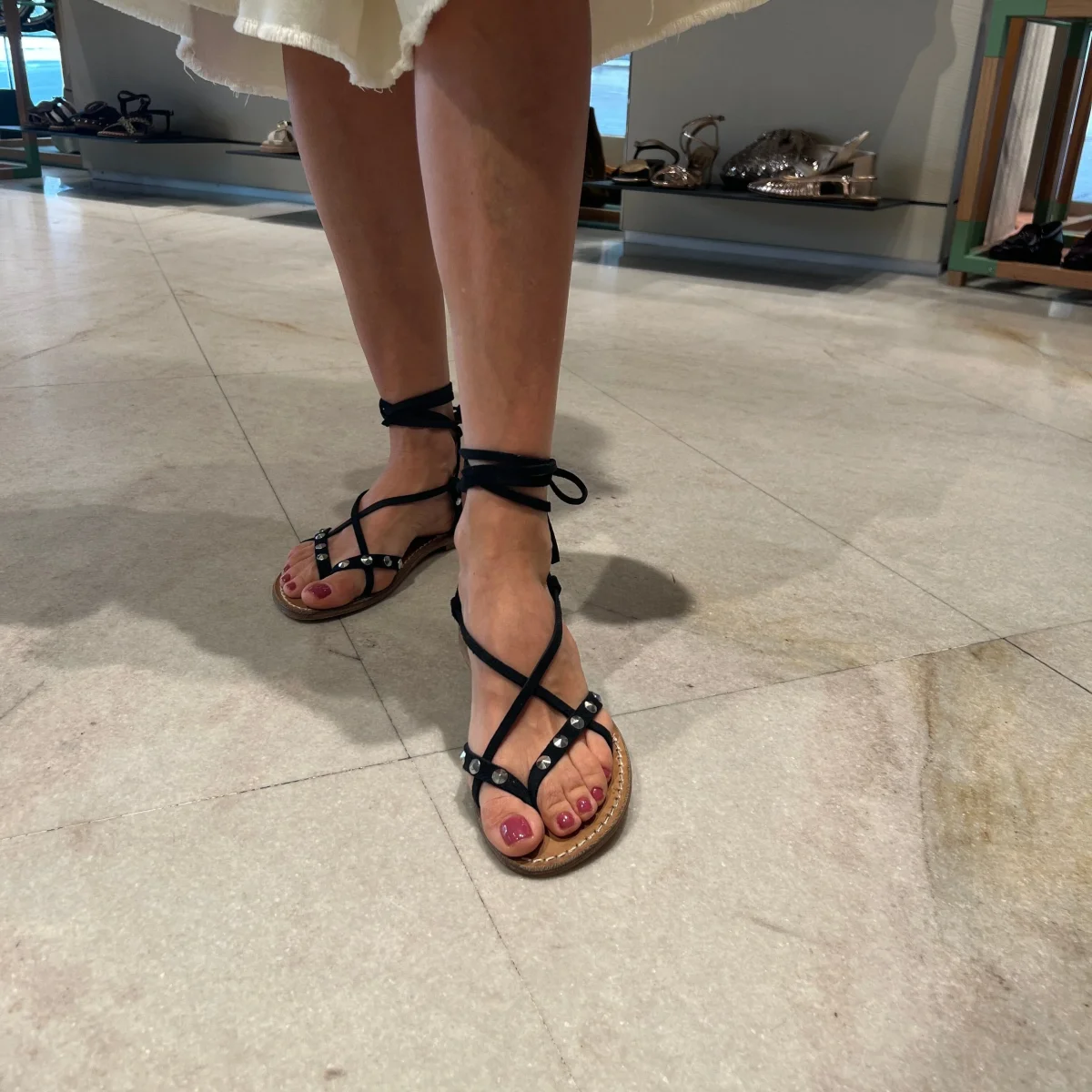 SACHET - Sandali bassi Infradito -617 - Camoscio Nero - immagine 4