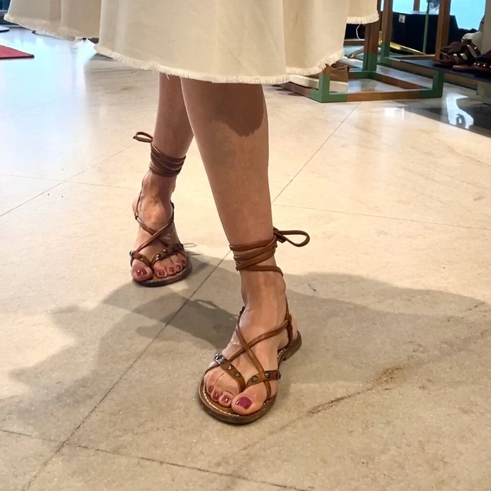 SACHET - Sandali bassi Infradito -617 - Cuoio Borchie - immagine 4