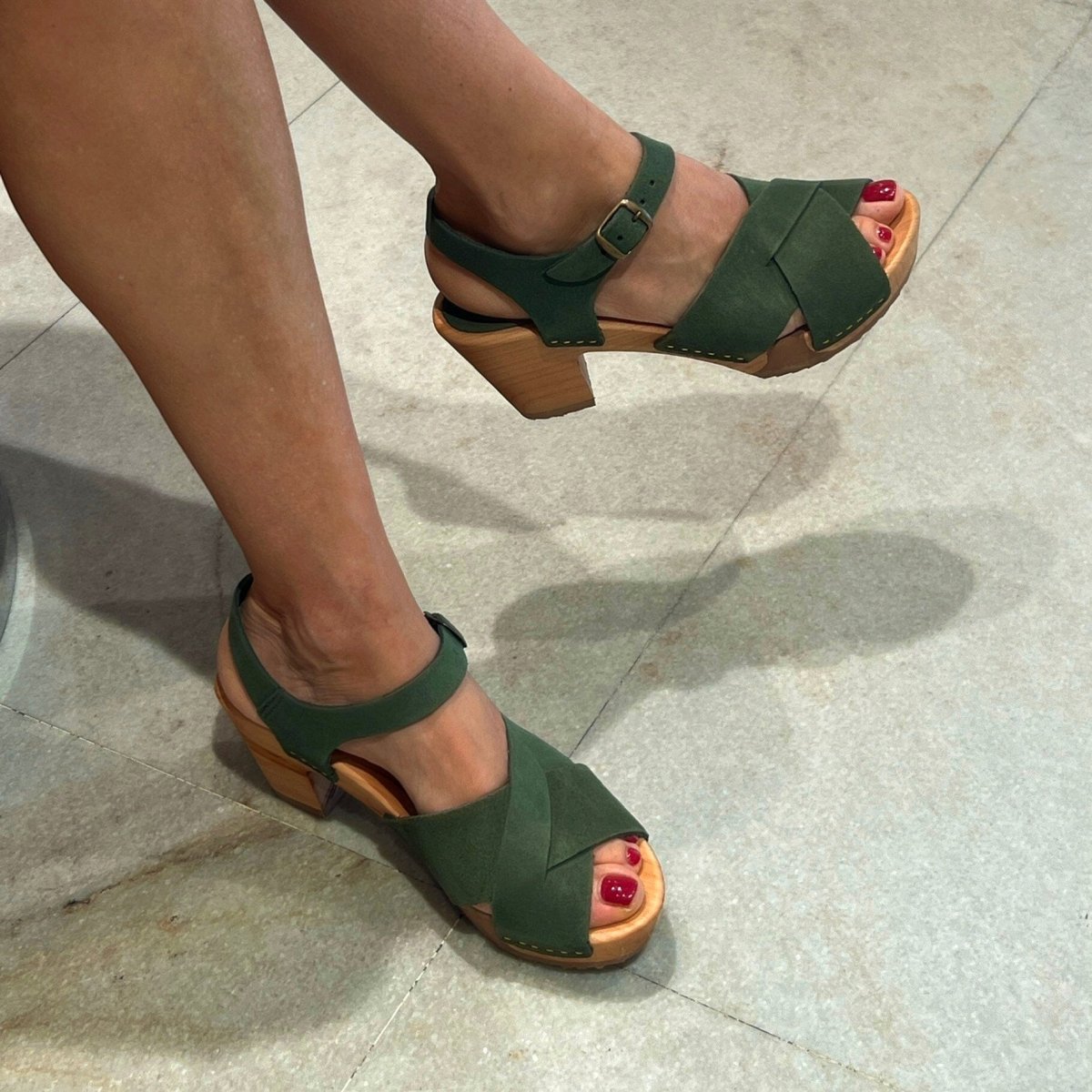 BOSABO - Sandali con Tacco- 457 - Kaki camoscio - immagine 2