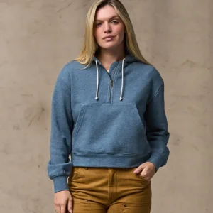 WOMEN'S FRENCH TERRY HALF-ZIP HOODIE LIGHT BLUE
