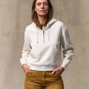 WOMEN'S FRENCH TERRY HALF-ZIP HOODIE IVORY