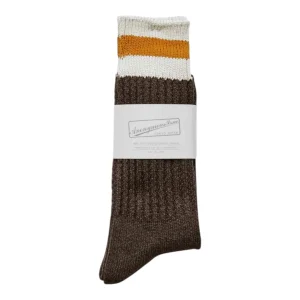 TUCK CUFF STRIPE CREW  BROWN