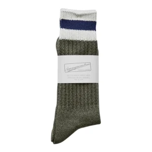 TUCK CUFF STRIPE CREW MOSS