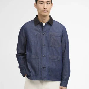 OVERSHIRT PILIGAN IN DENIM CON MOTIVO A SPINA DI PESCE