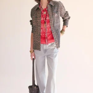 VESTE - VENUTIA LEOPARD PRINT-CHOCO