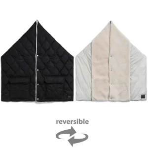 TAION REVERSIBLE MILITARY STOLE IN FEATHER BLACK