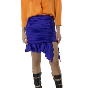 Gonna donna mini drappeggiata vita alta chiusura cerniera posteriore drappeggio pendente