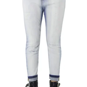 Jeans donna modello baggy cinque tasche in tela denim chiara vita bassa