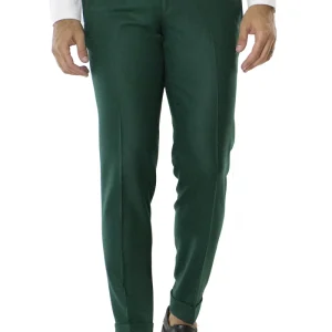 Pantalone uomo bottiglia in lana con tasche america e risvolto 4cm