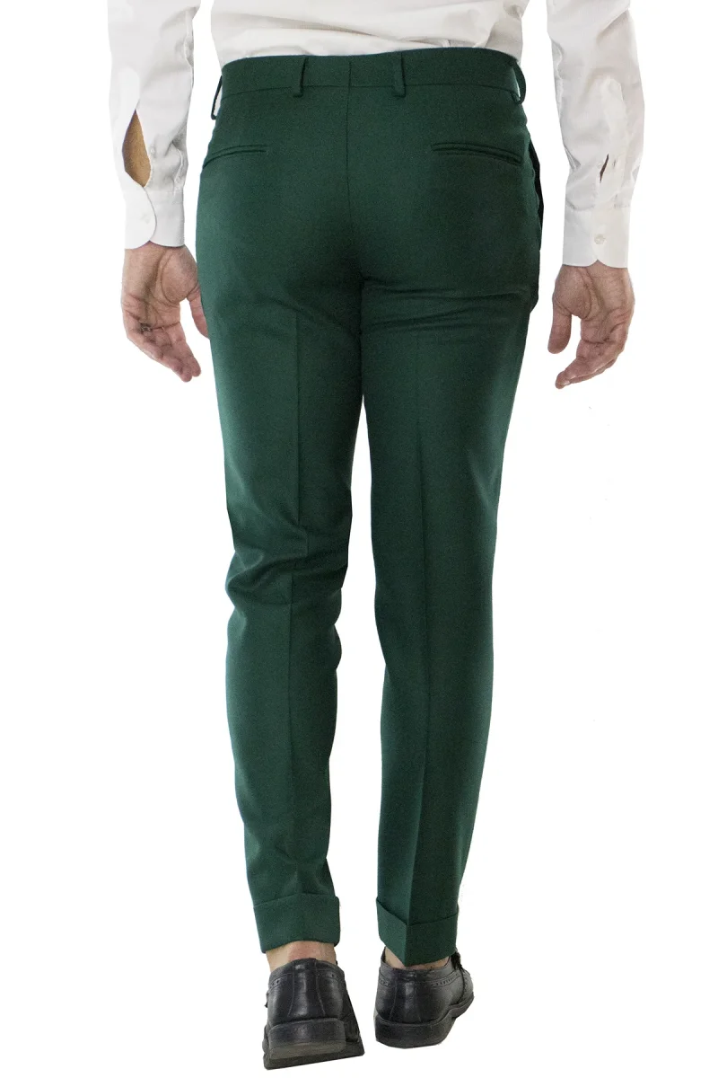 Pantalone uomo bottiglia in lana con tasche america e risvolto 4cm - immagine 4