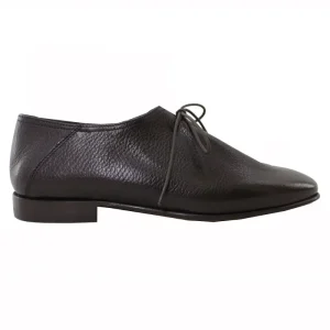 Scarpe basse da uomo marroni in vera pelle con chiusura laccio e suola in cuoio made in italy