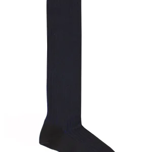 Calzini uomo a coste marrone e bluette lunghezza ginocchio made in italy