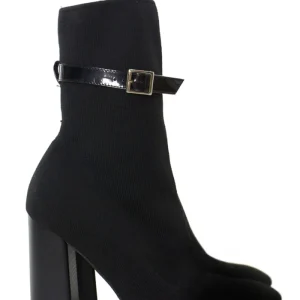 Stivale donna a punta modello elasticizzato doppia fibbia e tacco alto doppio