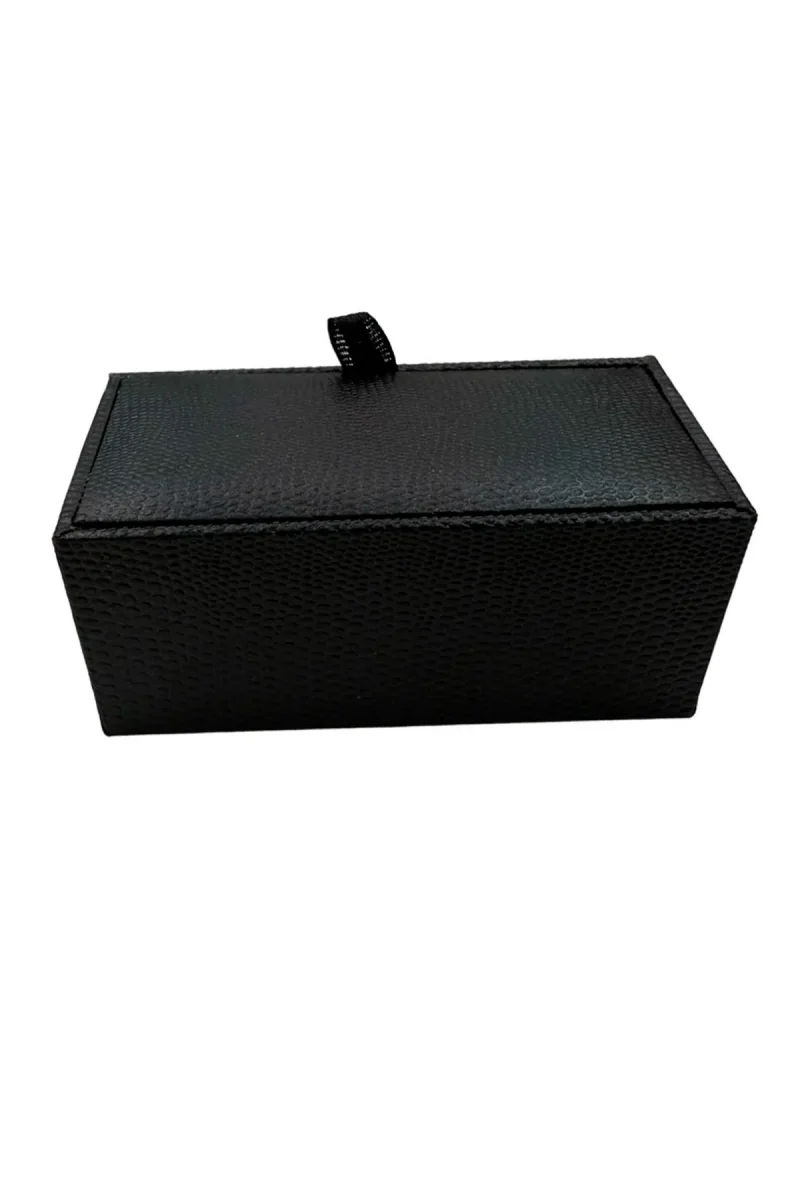 Gemelli da camicia blu rettangolari a botte in vernice con base in acciaio silver - immagine 4