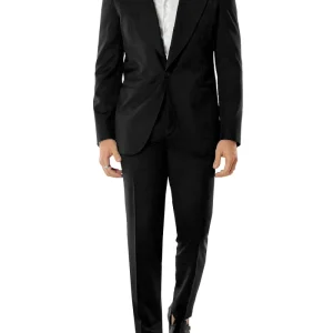 Abito uomo monopetto nera fresco lana super 130’s Vitale Barberis Canonico Rever a lancia