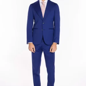 Abito uomo monopetto royal blu fresco lana super 130’s Vitale Barberis Canonico Rever a lancia