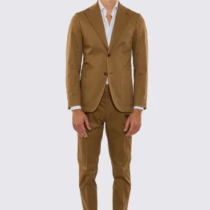 Abito uomo Monopetto coccio in cotone leggermente elastico sfoderata Rever classico 11 cm tasche a toppe