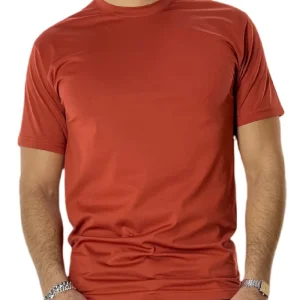 T-shirt da uomo Arancio in cotone 100%  Filo di scozia slim fit tinta unita Made In Italy