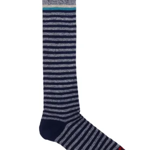 Calzini uomo a righe marine lino cotone lunghezza ginocchio made in italy