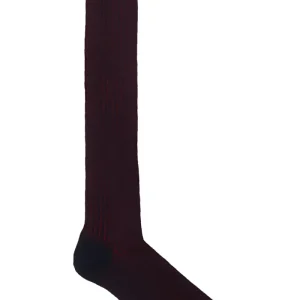 Calzini uomo a costa colore in contrasto in cotone lunghezza ginocchio made in italy