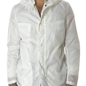 Bomberino uomo bianco Con Cappuccio senza elastici ai polsi e sul fondo made in italy