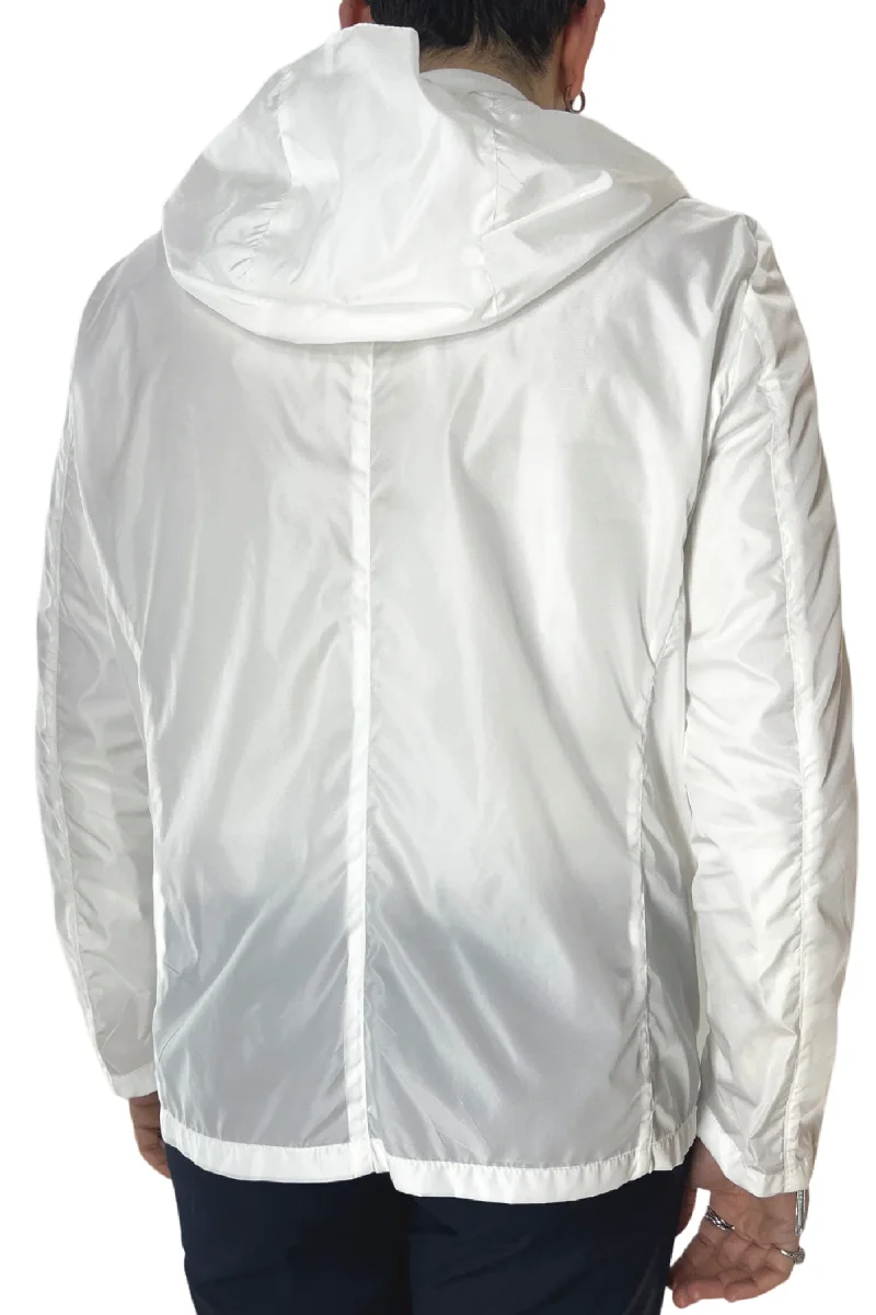 Bomberino uomo bianco Con Cappuccio senza elastici ai polsi e sul fondo made in italy - immagine 4