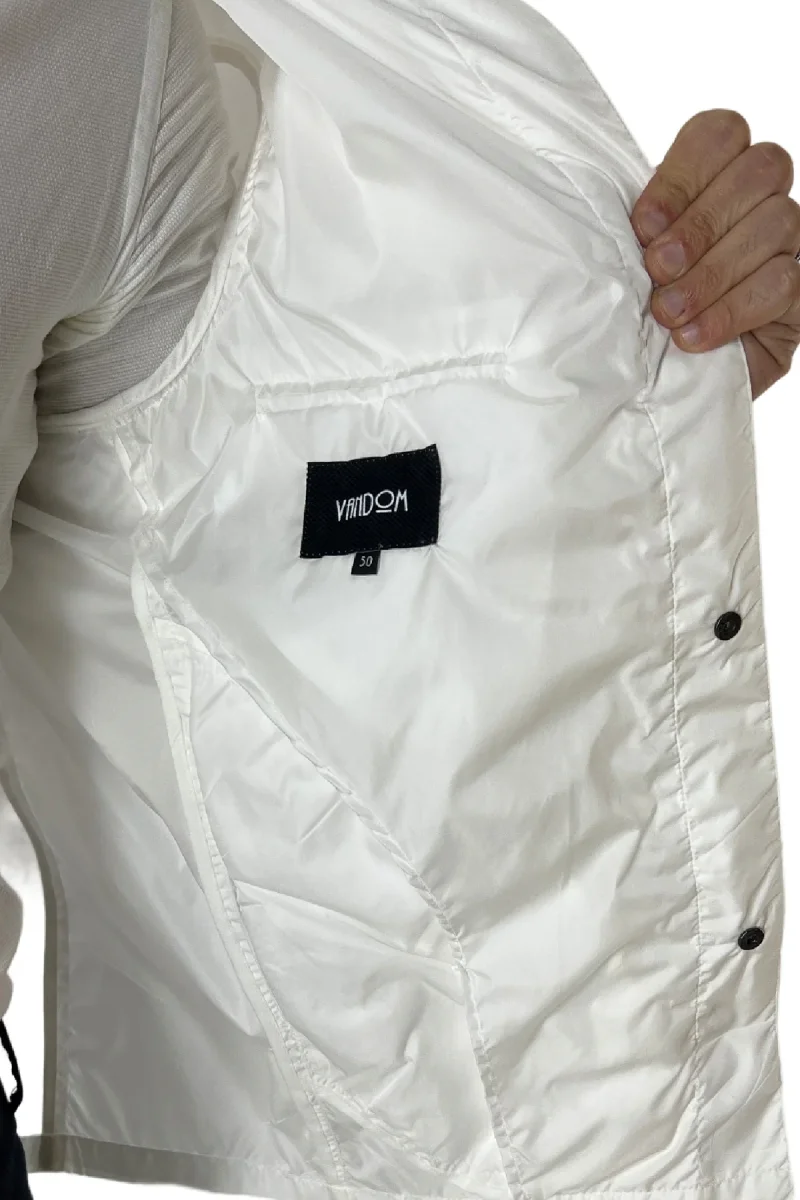 Bomberino uomo bianco Con Cappuccio senza elastici ai polsi e sul fondo made in italy - immagine 5