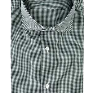 Camicia Uomo micro quadro Regular Fit Collo semi francese cotone Elasticizzata casual ed elegante
