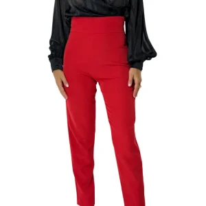 Pantalone donna vita alta bustino alto senza tasche con cerniera laterale invisibile modello capri