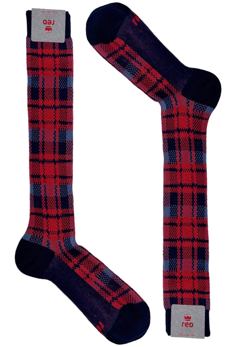 Calzini da uomo invernali in cotone biologico fantasia tartan lunghezza ginocchio - immagine 2