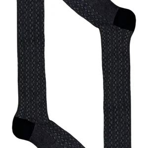 Calzini da uomo invernali fantasia zig zag in cotone biologico lunghezza ginocchio