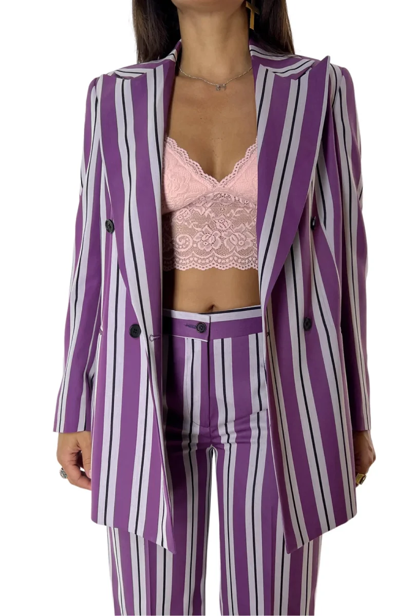 Tailleur donna doppiopetto 70% Lana Super120’s 30% Teclana Holland & Sherry Viola - immagine 5