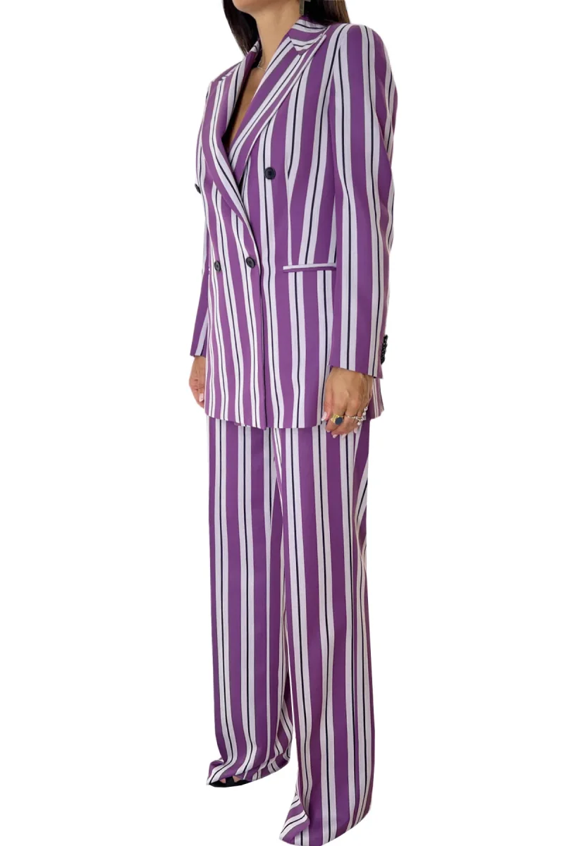 Tailleur donna doppiopetto 70% Lana Super120’s 30% Teclana Holland & Sherry Viola - immagine 3