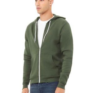 UNISEX FLEECE FULL-ZIP HOODIE MILITARY GREEN
