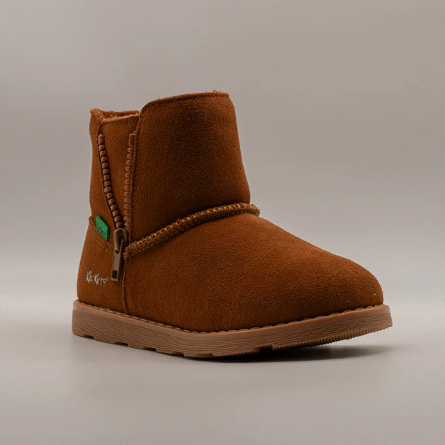 Kickers 884390-30 Aldiza – Stivaletti bambino in pelle con zip e interno caldo marrone - immagine 2