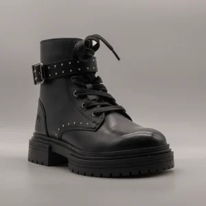 Lumberjack Glittex – Stivaletti in pelle con zip e borchie nero