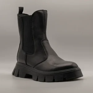 Primigi 6876700 – Stivaletti Chelsea bambina in pelle con zip e zeppa nero