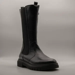 Primigi 6942722 – Stivali alti bambina in pelle con zip laterale nero