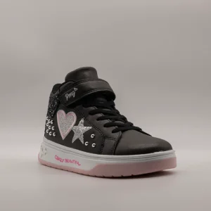 Primigi 6972422 – Sneakers bambina nere con velcro e cuori nero