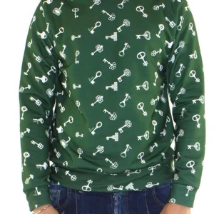 Felpa da uomo invernale casual modello girocollo regular fit fantasia chiavi