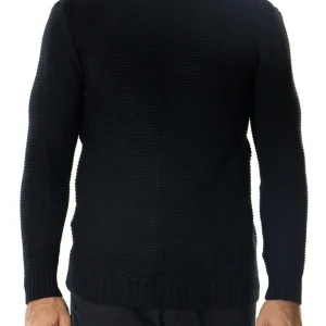 Maglione uomo lana grossa intrecciata stretta collo alto slim  elastica