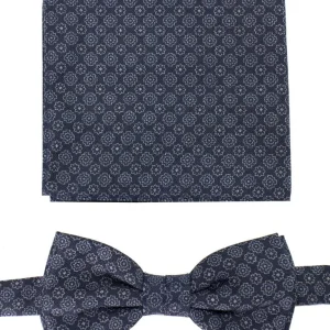 Papillon uomo fantasia fiori effetto lana compreso di pochette abbinata f