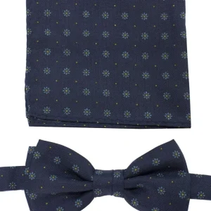 Papillon uomo fantasia fiori effetto lana compreso di pochette abbinata k